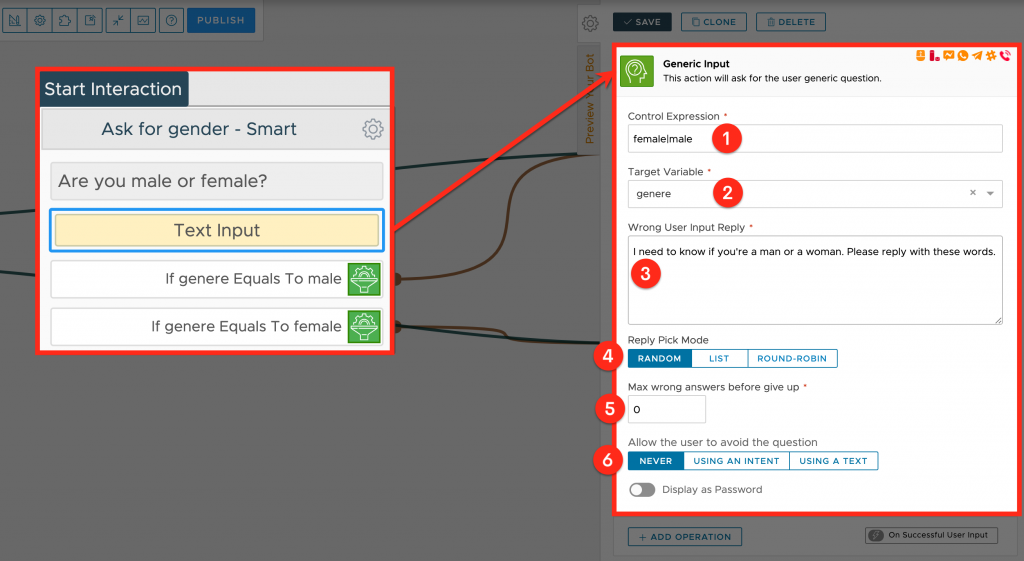 chatbot text input