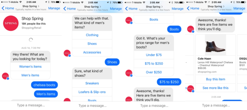 Spring sales chatbot